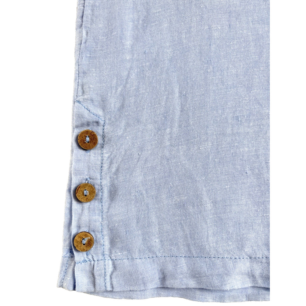 Cynthia Rowley 100% Linen Boxy Blouse Top Light Blue Short Sleeve Beachy Medium - Picture 4 of 9